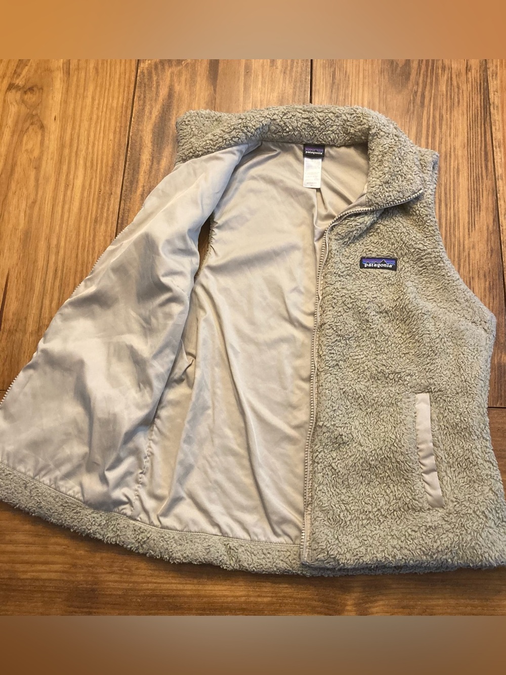 Patagonia Los Gatos Beige Full Zip Fleece Vest EUC